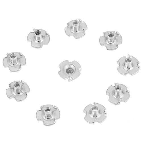 T Nuts zinc Plated Steel, 100PCS Rock Climbing Holds T Nuts Four Pronged Tee Nuts for Furniture Cabinets and Rock Climbing Holds (M5) - size: M5