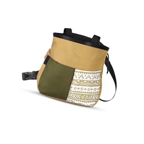 Mountaineering Chalk Bag, Large Capacity Sports Chalk Bag Holds 700g Powder, Wide Mouth Access, Trapezoidal Bottom, Dual Hanging Points for Rock Climbing Bouldering Training - size: Small Khaki