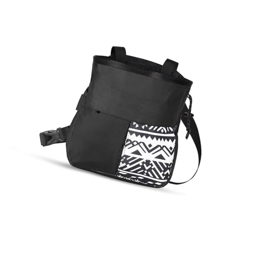 Mountaineering Chalk Bag, Large Capacity Sports Chalk Bag Holds 700g Powder, Wide Mouth Access, Trapezoidal Bottom, Dual Hanging Points for Rock Climbing Bouldering Training - size: Small Black