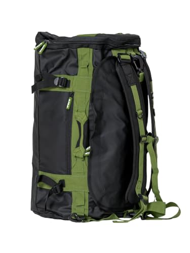 FUJI Unisex Convertible Duffle Backpack, Water-Resistant (Not Waterproof), Multi-Functional Luggage Gym Bag for Men and Women - color: Black/Green