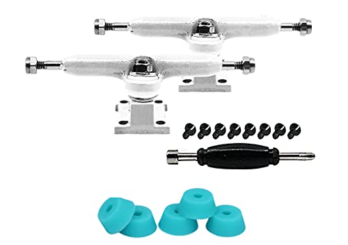 32mm Prodigy Gen2 Pro Fingerboard Trucks - Pro Style Base and Hanger with Custom Pivot Tuning and Pro Duro Bubble Bushings - White Colorway - color: White, size: 32mm