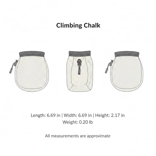 Climbing Chalk Bag with Drawstring Closure Lightweight Waist Pouch for Rock Climbing & Bouldering 6.7 Inch Opening - color: Silver