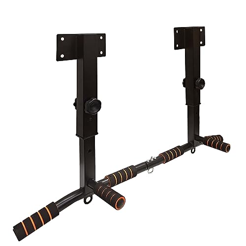 BESTHLS Wall Mounted Pull Up Bar and Dip Station, Heavy Duty Wall Mount Pull-up Chin Up Bar Multifunctional Home Gym Workout Indoor Exercise Equipment Support to 440 Lbs - style: Joist Mount