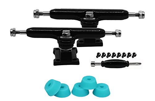 36mm Prodigy Gen2 Pro Fingerboard Trucks - Pro Style Base and Hanger with Custom Pivot Tuning and Pro Duro Bubble Bushings - Black Colorway - color: Black, size: 36mm