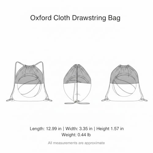 Oxford Cloth Drawstring Bag for Shoes and Essentials, Durable Gym Sack with Secure Closure, 13 x 3.3 Inches