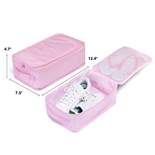Travel Shoe Bags, Foldable Waterproof Shoe Pouches Organizer-Double Layer (6 Pink Shoe Bags) - color: Pink, size: 6 Packs