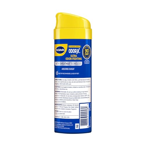 Dr. Scholl’s Odor-X ODOR-FIGHTING Spray-Powder // All-Day Odor Protection and Sweat Absorption - Packaging May Vary