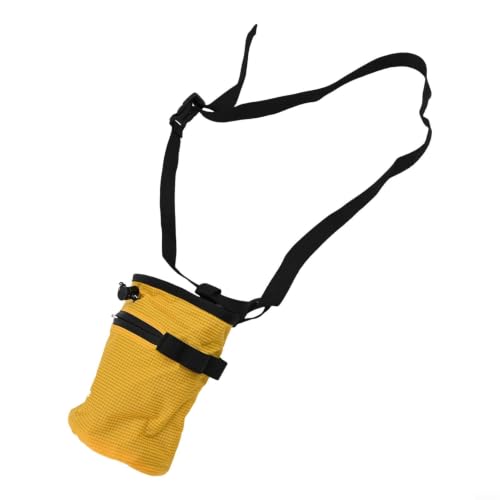 Rock Climbing Chalk Bag Featuring Stiffened Rim and Fleece Lining, No-Spill Magnesium Bag for Weightlifting Gymnastics Bouldering, 420D Fabric with Quick Clip Belt and Phone Pocket(Yellow) - size: Yellow