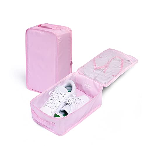 Travel Shoe Bags, Foldable Waterproof Shoe Pouches Organizer-Double Layer (4 Pink Shoe Bags) - color: Pink, size: 4 Packs