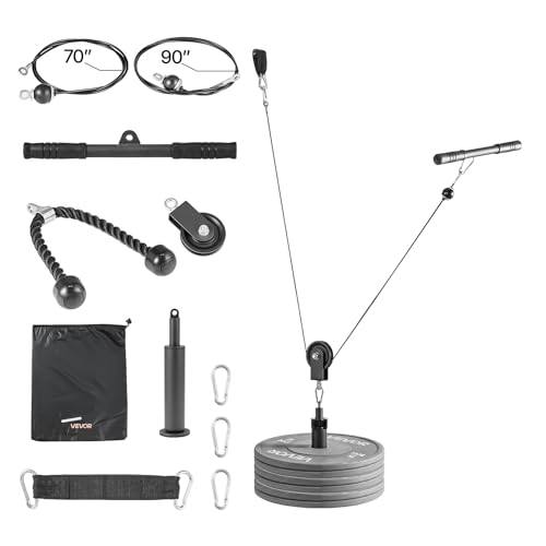 VEVOR LAT Pulldown Attachments, Cable Machine Rowing T-bar V-bar Tricep Pull Down Bar, Back Strength Training Rubber Coated Handle Grip, Bicep Curl Tricep LAT Pulldown Bar for Home Gym Fitness - size: Set with 1 Bar