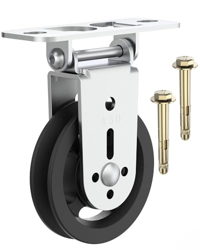 Gym Pulley Blocks, 3.5Inch/88mm Wall Mount Fixed Pulley Wheel, Upgrade Rotation 180 Degree, Load Bearing 300LBS, Heavy Duty Swivel Wheel for LAT System, DIY Fitness - style: Wall-mounted Pulley -1 Pack