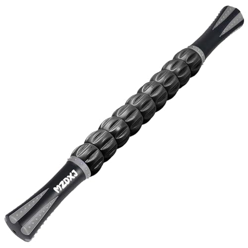 Muscle Roller Massage Roller Stick- Deep Tissue Fascia Blaster for Myofascial Pain Relief, Lymphatic Drainage & Body Sculpting, Handheld Physical Therapy & Recovery Tool (Gray Black-)