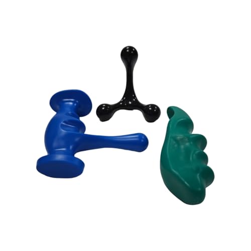 3Pcs Manual Trigger Point Massage Tool Set, Thumb Saver with Palm Urchin Massager, Hand Held Deep Tissue Massage Tools Three Color Set Green Blue Black
