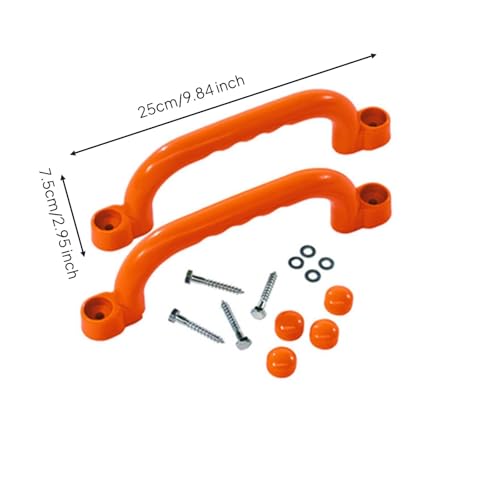Qianly 2 Pieces Climbing Frame Handles Sturdy Construction Kids Climbing Handle Heavy Duty Playset Grips for Young Children, Orange - color: Orange