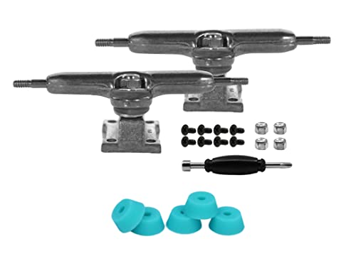 32mm Prodigy Gen2 Pro Fingerboard Trucks - Pro Style Base and Hanger with Custom Pivot Tuning and Pro Duro Bubble Bushings - Raw Steel Colorway - color: Raw Steel, size: 32mm