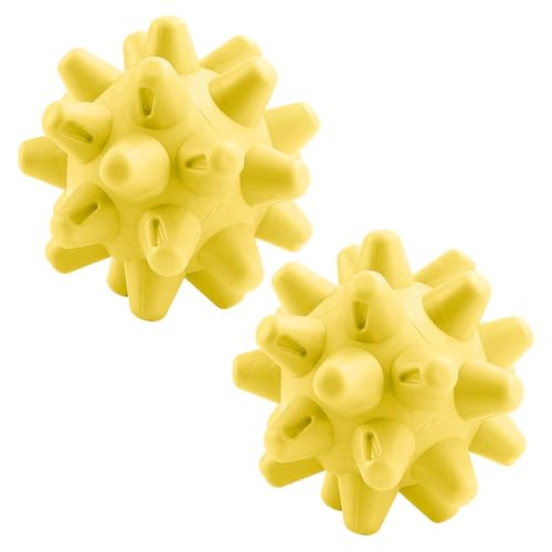 Massage Roll Balls, 2 Pack Spiky Massage Balls Deep Tissue Trigger Point and Myofascial Release for Plantar Fasciitis Relief, Muscle Recovery, 2.8 Inch Diameter (Yellow) - color: Yellow