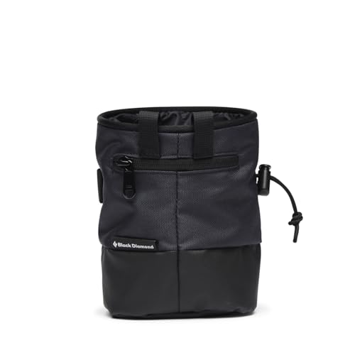 BLACK DIAMOND Mojo Zip Rock Climbing Chalk Bag, Adjustable Belt, Zip Pocket - color: Carbon, size: Medium-Large