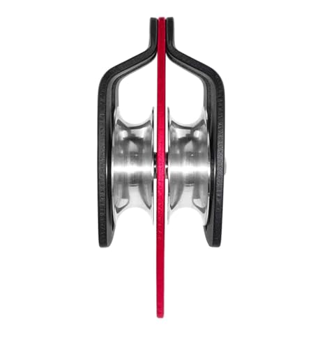 Double Sheave Pulley 32 kN CE Certified Rescue Climbing Gear with Swing Plate for Progress Capture System Rigging Hauling Arborist Tree - Black - color: Double Pulley - Black