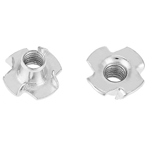 T Nuts zinc Plated Steel, 100PCS Rock Climbing Holds T Nuts Four Pronged Tee Nuts for Furniture Cabinets and Rock Climbing Holds (M6) - size: M6