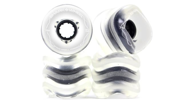 Shark Wheel 60 mm 78a Skateboard Wheels | California Roll | 4-Pack - color: Clear with Black Hub