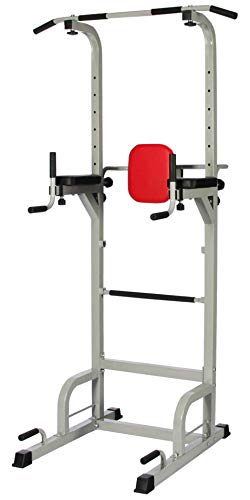 Everyday Essentials Signature Fitness Power Tower with Push-up, Pull-up and Workout Dip Station for Home Gym Strength Training, Gray