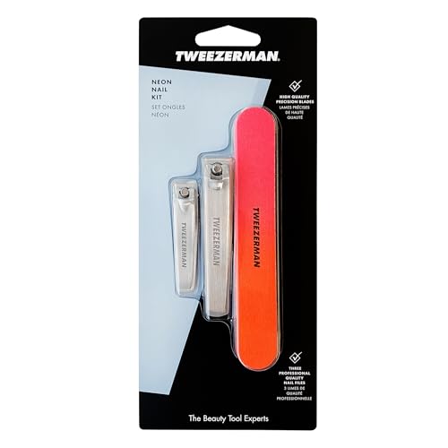 Tweezerman Stainless Steel Nail Clipper Combo Set with 3 Nail Files Neon - color: Stainless Steel W/Nail Files