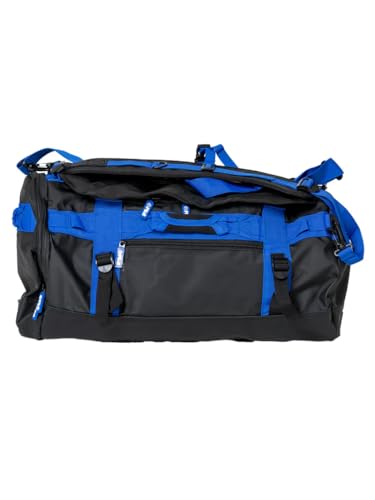 FUJI Unisex Convertible Duffle Backpack, Water-Resistant (Not Waterproof), Multi-Functional Luggage Gym Bag for Men and Women - color: Black/Blue