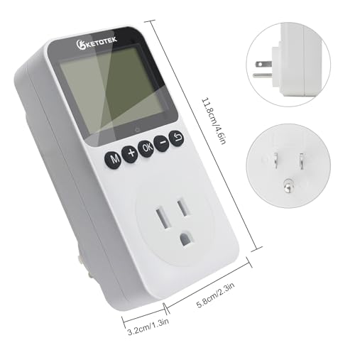 KETOTEK KTTS02 Repeat Cycle Timer Outlet Plug in Timer Switch Socket | Indoor Electrical Countdown Timers for Lights,Aquarium,Pets Home Appliances