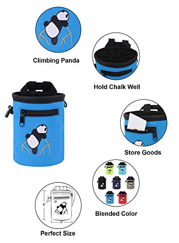 AMC Rock Climbing Panda Design Chalk Bag with Adjustable Belt - color: 7184_Dark Blue