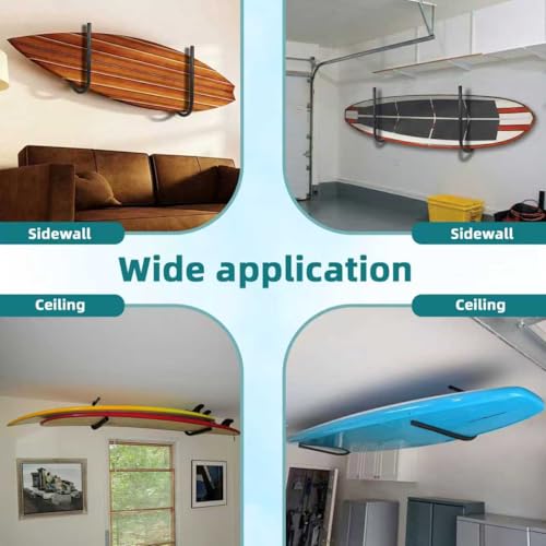 SUP Paddle Board and Kayak Storage Rack,Surfboard Wall Mount and Kayak Rack | Garage Ceiling Wall Storage Racks,Heavy-Duty Paddle Board Organizer,Up to 10" Thick and 50 lbs Max,Hang 1-3 Surf or SUP Board - style: 2 Set