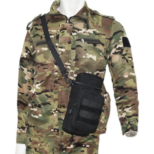 TRIWONDER Tactical MOLLE Water Bottle Pouch H2O Hydration Carrier, Military Bottle Holder Molle Drink Holder Travel Water Bottle Bag for Backpack Camping Outdoor - color: 04 Black with Belt