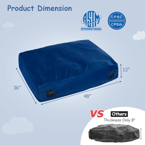 Goplus Crash Pad, (4.75x4.75ft/ 4x3ft) Sensory Mat with Foam Blocks and Washable Velvet Cover for Kids and Adults Play, Therapy, Jump, Relax - color: 48"x36",Blue