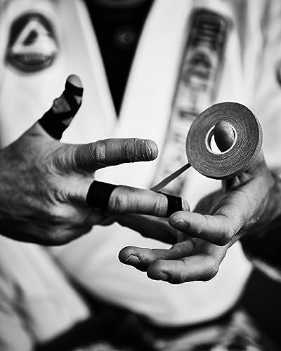 Bighorn Athletics Pro Finger Tape + Tin, 0.3" x 45Ft, 8 Rolls, Black | Pro Series competition tape – 50% stronger than cotton. Residue-free, sweat-proof adhesive for Jiu Jitsu & hard training. - color: Black