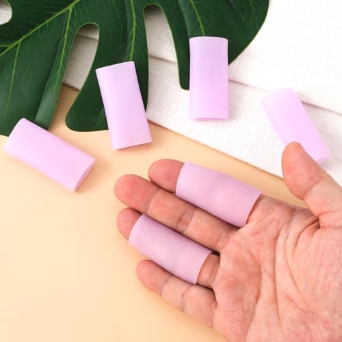 Pndeyo 6pcs Gel Finger Sleeves, Elastic Tube Silicone Finger Support Sleeve, Soft Hand Cushions Protector for Reliefing Hands Cracking Trigger Pain- Purple - color: Purple
