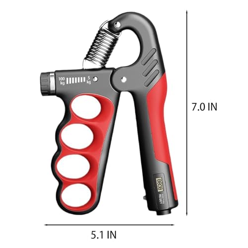 Grip Strength Trainer, 5-100KG (11-220 LB) Adjustable Resistance Forearm Hand Gripper Strengthener with Counter, Hand Wrist Exercise Workout Equipment for Home/Office Gym - color: Red