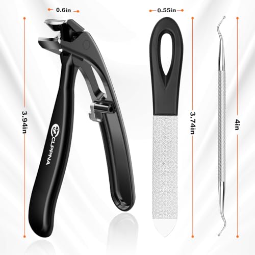 Toenail Clippers for Seniors, 2026 Upgrade Angled Head Nail Clippers for Men with Catcher, CLPPNA Ergonomic Toenails Clipper for Thick Toenails Long Handle, Sharp Wide Jaw Fingernail Clippers Adult - style: 3PCS(2025 Angled Black )
