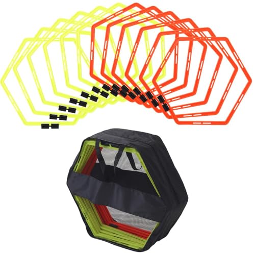 Japard Hex Agility Rings for Speed Training & Agility Footwork Training Speed Hurdles Ladder with Carrying Bag - style: Twelve (12) rings