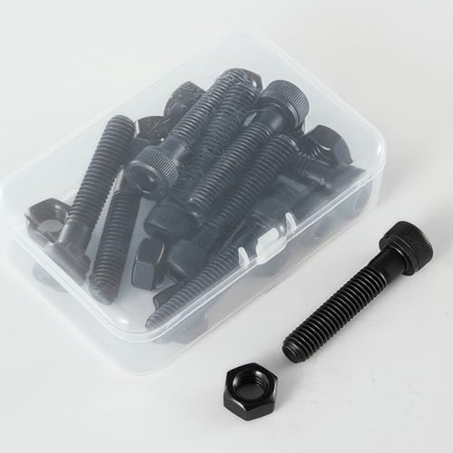 M10-1.5x45 Socket Head Cap Screw and Nut Kit 6set, Grade 12.9 Alloy Steel, Black Oxide Finish, Partially Thread, High Tensile Strength for Automotive, Machinery & Heavy Duty Use - size: M10x45mm(6 Sets)