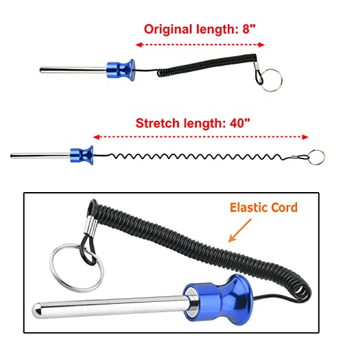 Cosmos Gym Weight Stack Pin Universal Replacement Selector Lock Pin Detent Hitch Pin, Tensile 3/8" Dia. & 4" Locking Space with Lanyard, for Gym Equipment Machine Weight Plate - color: Blue Knob