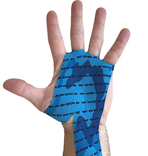 WOD&DONE Custom Hand Protection Athletic Tape Grips for Pullups, Functional Fitness, Gymnastics - color: BlueCamo, size: 20pairs