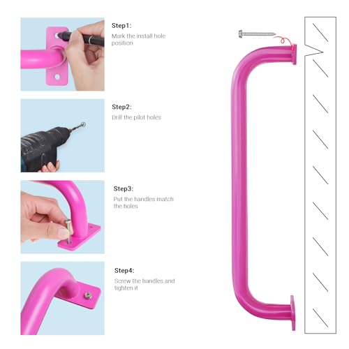 ESPETS 17 Inch 6 Pieces Pink Outdoor Metal Safety Playground Handles | Swing Set Attachment Grab Handle, Weather-resistence Playset Accessories Hand Grips, Indoor Monkey Bars - color: Pink -6 Pcs