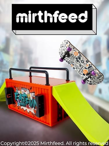32mm Pro Fingerboard Complete Set | Bearing Wheels | 5 Ply Maple Deck | Anti Skid Grip Tape | Complimentary Tool | Concave Shape - color: Fun Box F : Graffiti Groove
