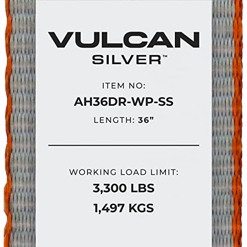 VULCAN Car Tie Down Axle Strap with Wear Pad - 2 Inch x 36 Inch - 4 Pack - Silver Series - 3,300 Pound Safe Working Load - size: 2" x 36" Silver Series (4 Pack)