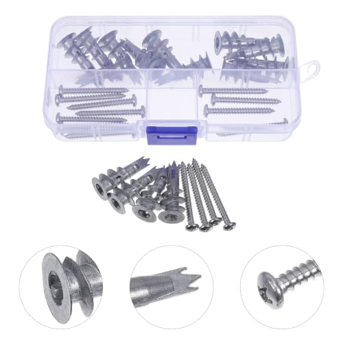 Artibetter 30 Sets Zinc Alloy Drywall Anchors with M4.2 Self Drilling Screws Heavy Duty Hollow Wall Expansion Screw Kit for Concrete and Plasterboard Reinforced Support for Mounting Lights