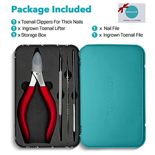 Toenail Clippers for Thick Nails for Seniors - Heavy Duty Toe Nail Clippers Kit with Long Handle for Men & Elderly with Inflexible Joints, Professional Nail Clippers Kit for Thickened Toenails (Red) - style: Creating Exquisite Nails - Red