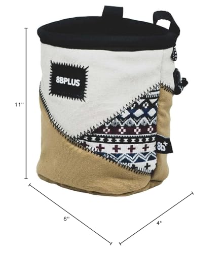 8BPLUS PROBAG - Chalk Bag for Climbing & Bouldering - Belt, Carabiner and Giftbox Included - Wide Opening - Brush Holders for Left & Right Handers - style: SAND