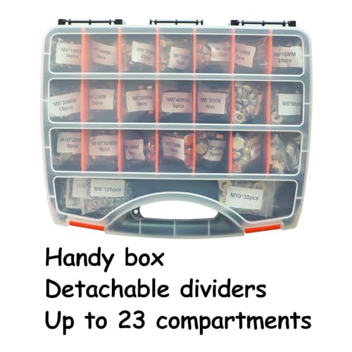 918Pcs Metric Bolt Assortment Kit - Grade 8.8 M6 M8 M10 M12 (16-50mm) Hex Bolts with Nuts & Washers, Yellow Zinc Plated, Storage Case for Heavy Equipment & Machinery Repair - size: 918PCS Metic Hex Bolt Kit M6~M12, Grade 8.8
