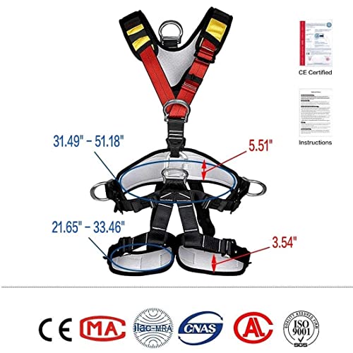 Climbing Seat Belt, Large Size Safety Belt Climbing Gear for Tree Climbing, Fire Rescue, Rappelling - color: Black1