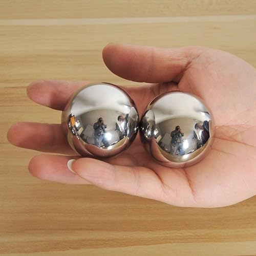 Stainless Steel Baoding Balls Set, 2 Inches Chinese Health Balls, Metal Stress Relief Hand Massage Balls No Chime for Hand Exercise, Hands Therapy - size: Large-2"