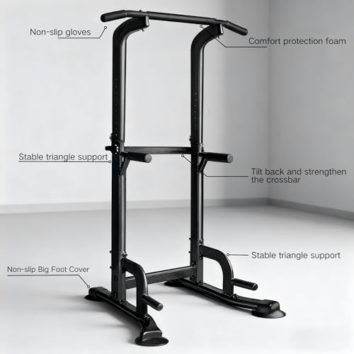 BARWING Pull Up Bar Station, Power Tower, Dip Station with 3D Backrest, Multi-Function Strength Training Stand Rack, Adjustable Height Dip Bar for Home Gym Workout Stand Fitness Exercise Equipment - color: P013-B